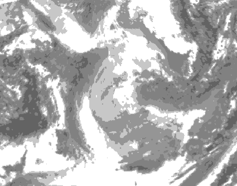 GDPS total cloud 096 hour forecast chart for Canada based on 2026/01/25 0000Z data