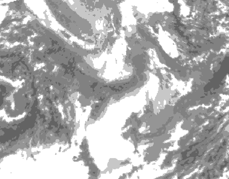 GDPS total cloud 138 hour forecast chart for Canada based on 2026/01/25 0000Z data