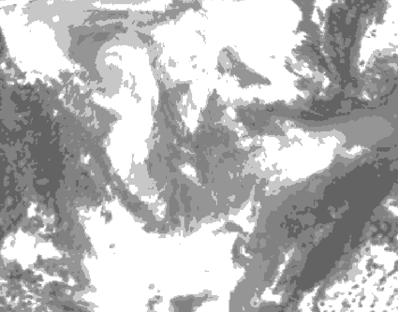 GDPS total cloud 024 hour forecast chart for Canada based on 2026/01/25 1200Z data