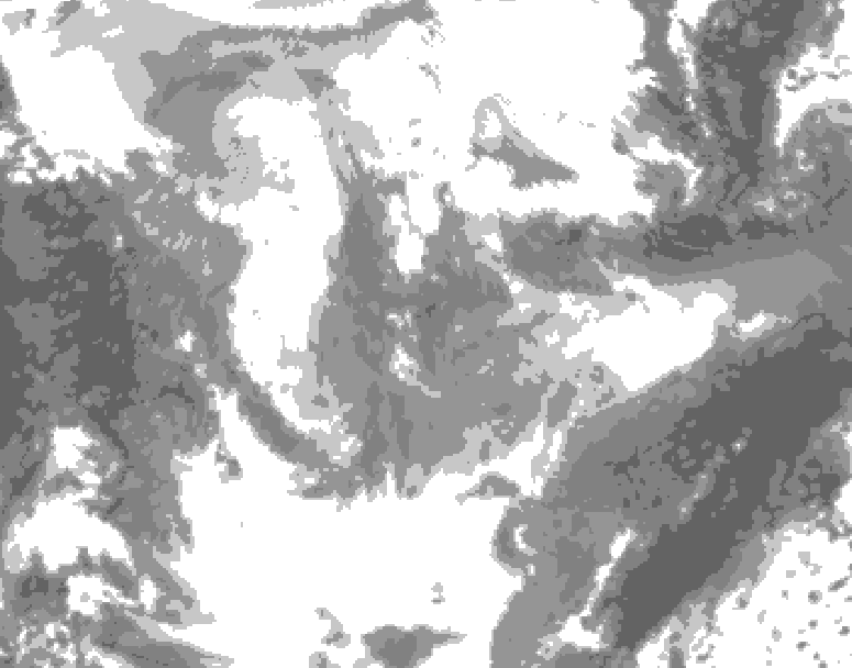 GDPS total cloud 012 hour forecast chart for Canada based on 2026/01/26 0000Z data