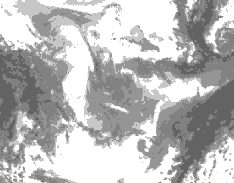 GDPS total cloud 018 hour forecast chart for Canada based on 2026/01/26 0000Z data
