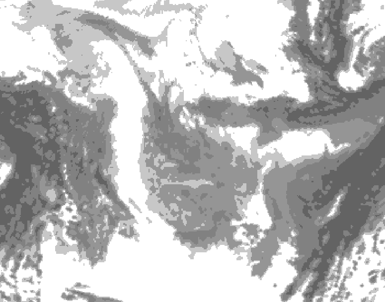 GDPS total cloud 024 hour forecast chart for Canada based on 2026/01/26 0000Z data