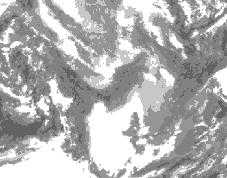 GDPS total cloud 120 hour forecast chart for Canada based on 2026/01/26 0000Z data
