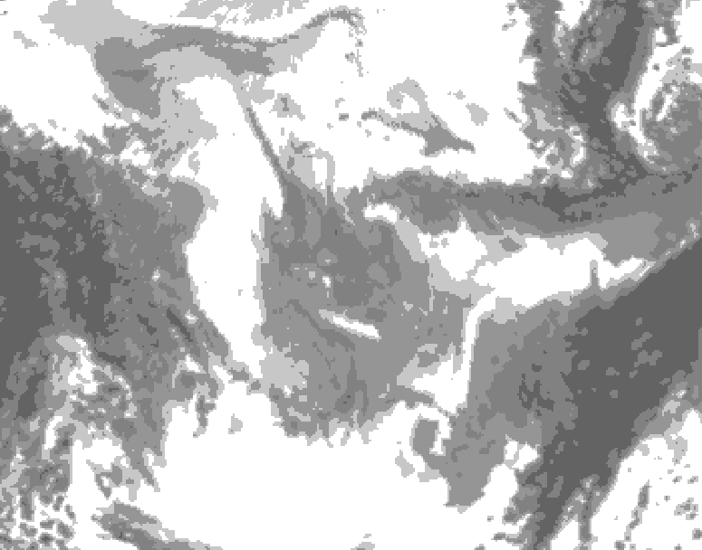 GDPS total cloud 006 hour forecast chart for Canada based on 2026/01/26 1200Z data