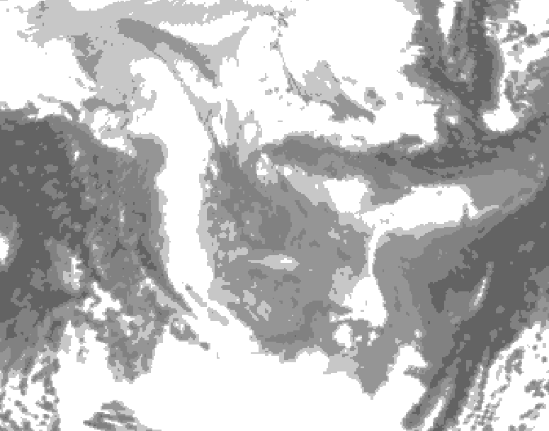 GDPS total cloud 012 hour forecast chart for Canada based on 2026/01/26 1200Z data