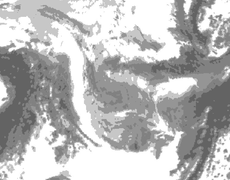 GDPS total cloud 018 hour forecast chart for Canada based on 2026/01/26 1200Z data