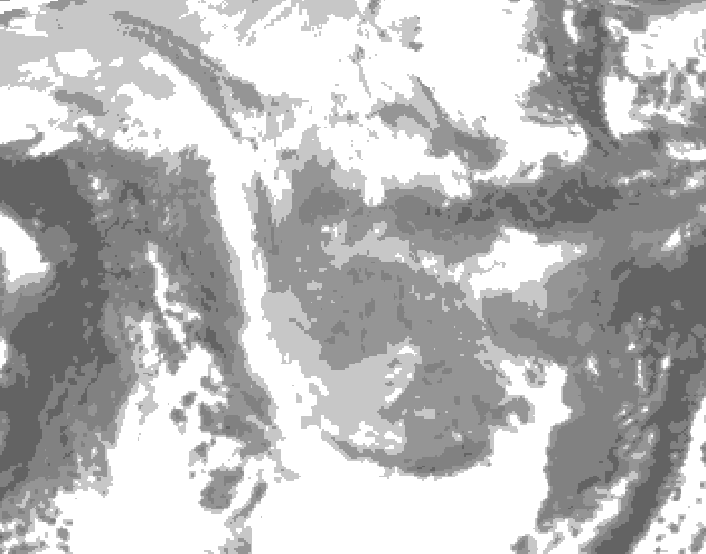 GDPS total cloud 024 hour forecast chart for Canada based on 2026/01/26 1200Z data