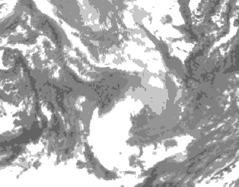 GDPS total cloud 102 hour forecast chart for Canada based on 2026/01/26 1200Z data