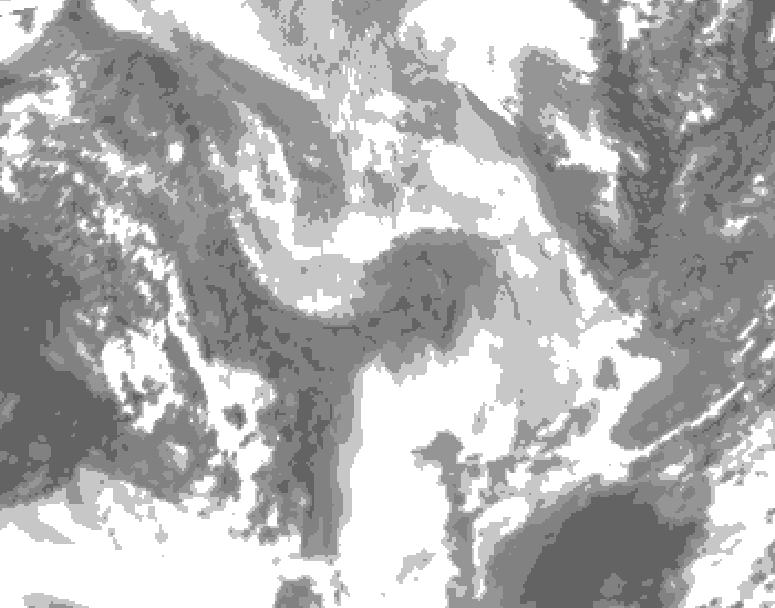 GDPS total cloud 120 hour forecast chart for Canada based on 2026/01/26 1200Z data