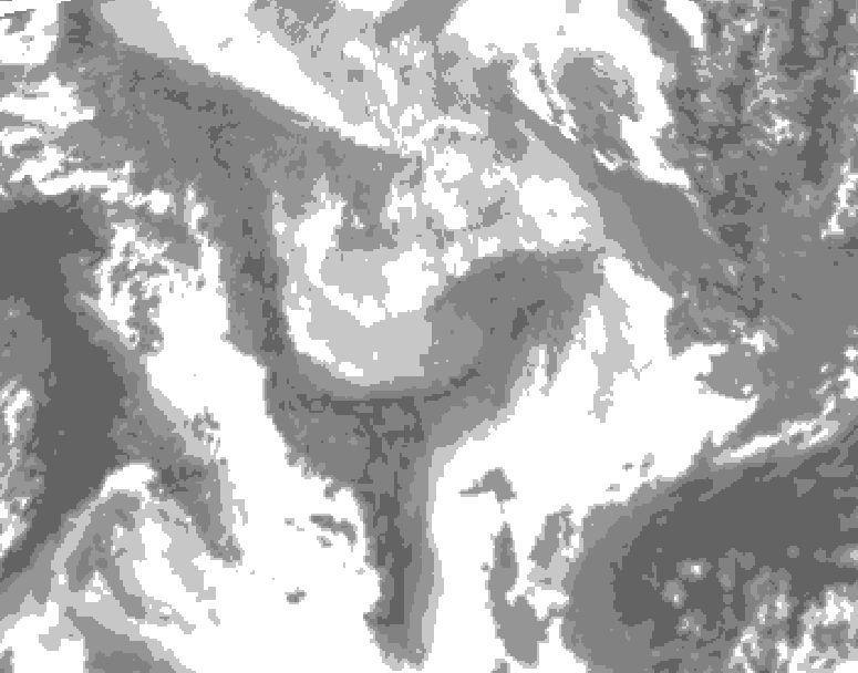 GDPS total cloud 132 hour forecast chart for Canada based on 2026/01/26 1200Z data
