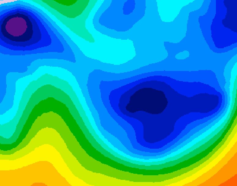 GDPS 500 millibar geopotential height 018 hour forecast chart for Canada based on 2026/01/27 0000Z data
