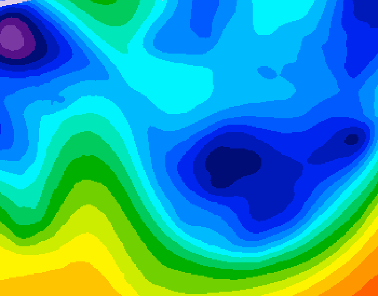 GDPS 500 millibar geopotential height 024 hour forecast chart for Canada based on 2026/01/27 0000Z data
