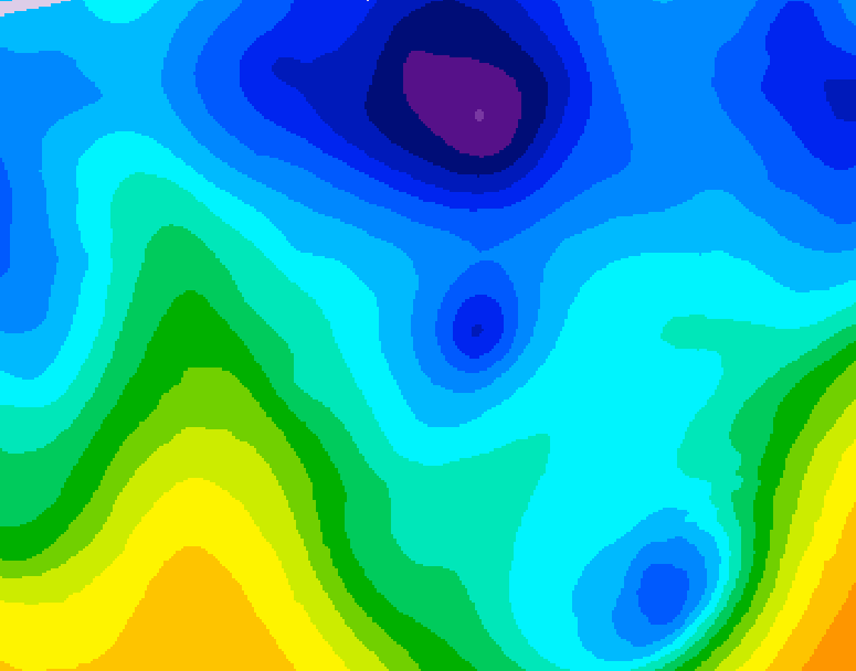 GDPS 500 millibar geopotential height 132 hour forecast chart for Canada based on 2026/01/27 0000Z data