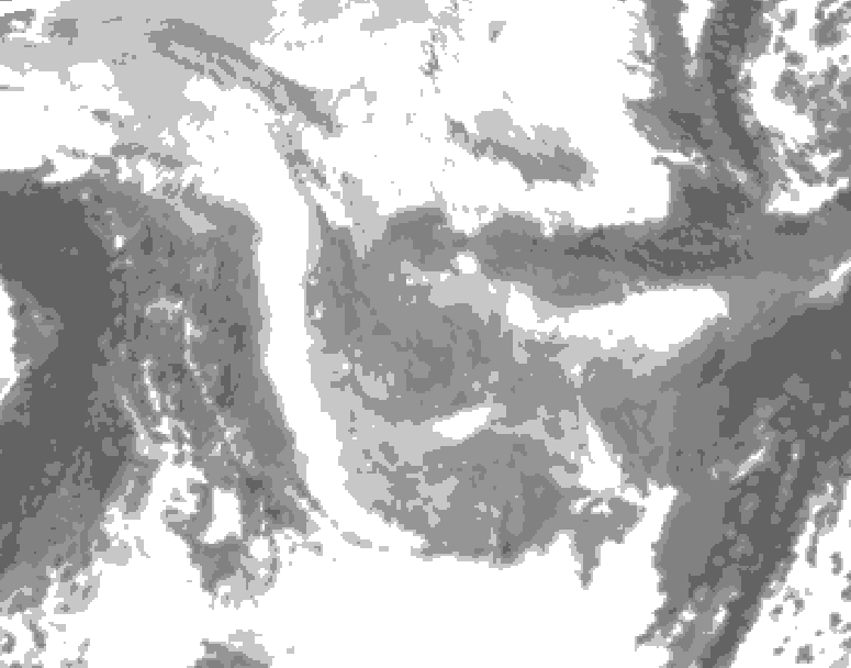GDPS total cloud 006 hour forecast chart for Canada based on 2026/01/27 0000Z data