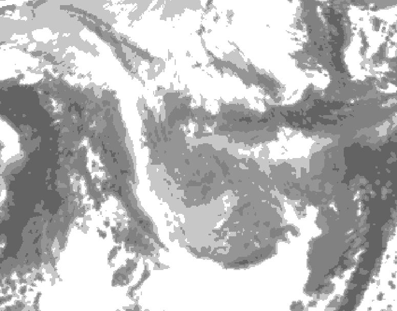 GDPS total cloud 012 hour forecast chart for Canada based on 2026/01/27 0000Z data