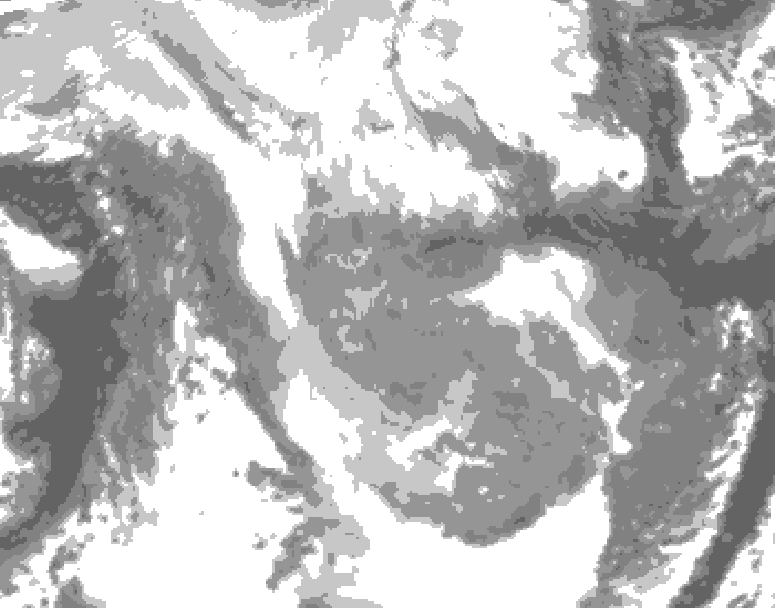 GDPS total cloud 018 hour forecast chart for Canada based on 2026/01/27 0000Z data