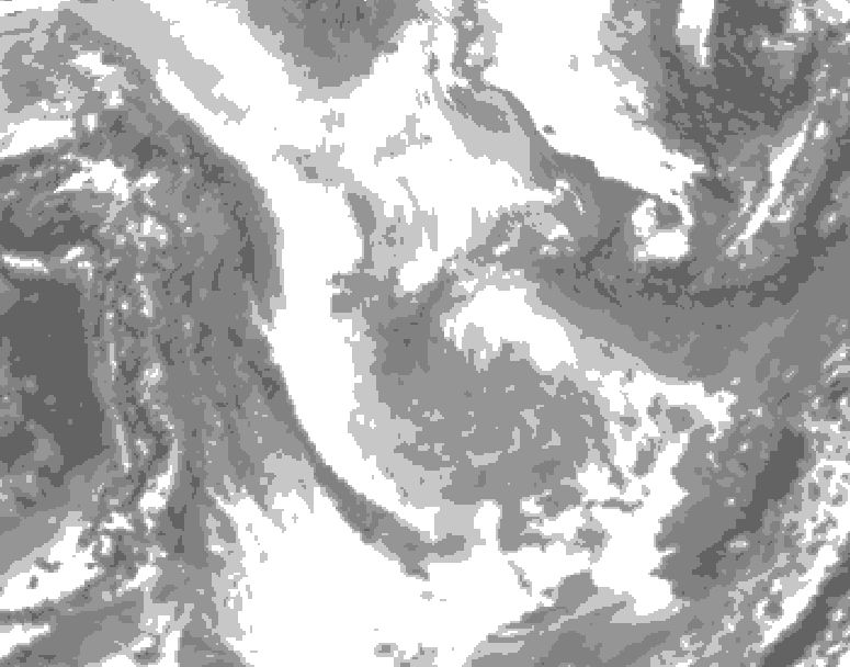 GDPS total cloud 036 hour forecast chart for Canada based on 2026/01/27 0000Z data