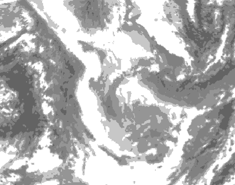 GDPS total cloud 042 hour forecast chart for Canada based on 2026/01/27 0000Z data