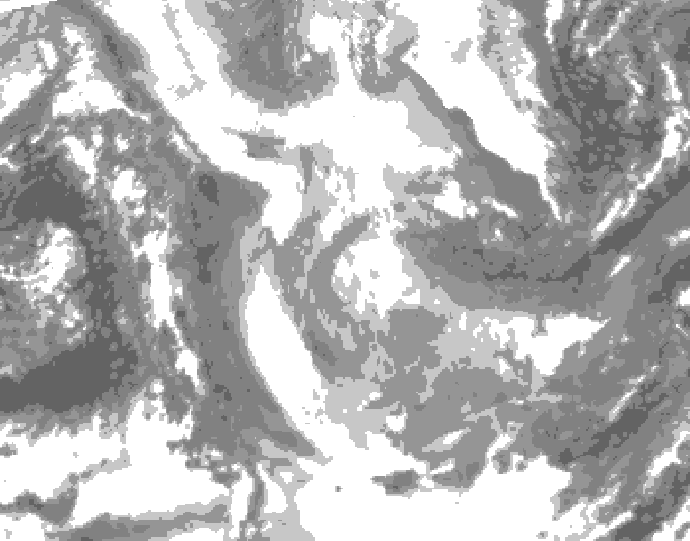 GDPS total cloud 048 hour forecast chart for Canada based on 2026/01/27 0000Z data