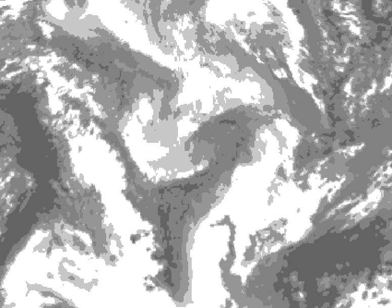 GDPS total cloud 120 hour forecast chart for Canada based on 2026/01/27 0000Z data