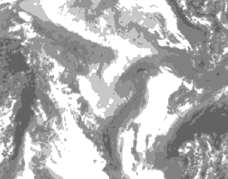 GDPS total cloud 132 hour forecast chart for Canada based on 2026/01/27 0000Z data