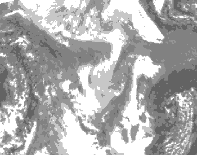GDPS total cloud 150 hour forecast chart for Canada based on 2026/01/27 0000Z data