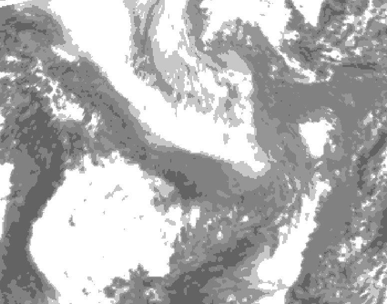 GDPS total cloud 222 hour forecast chart for Canada based on 2026/01/27 0000Z data