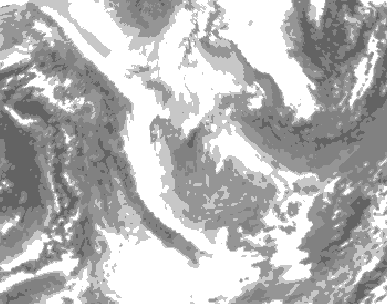 GDPS total cloud 012 hour forecast chart for Canada based on 2026/01/28 0000Z data