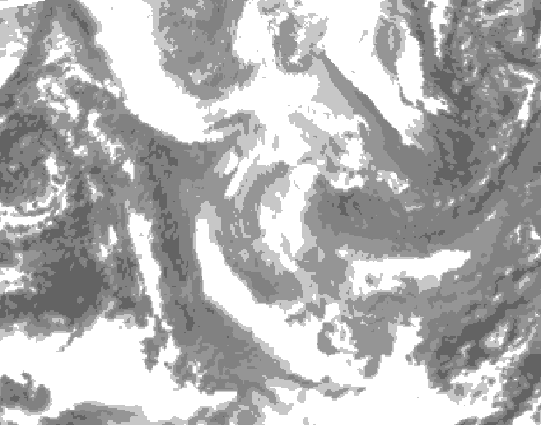 GDPS total cloud 018 hour forecast chart for Canada based on 2026/01/28 1200Z data