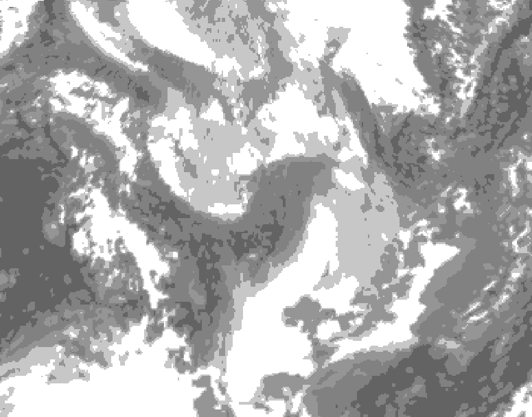 GDPS total cloud 072 hour forecast chart for Canada based on 2026/01/28 1200Z data