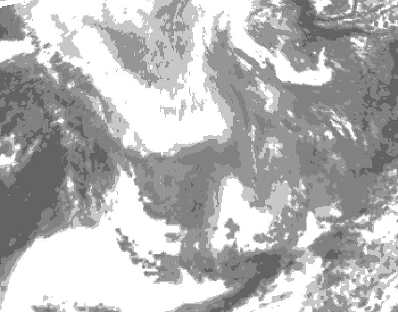 GDPS total cloud 132 hour forecast chart for Canada based on 2026/01/29 1200Z data