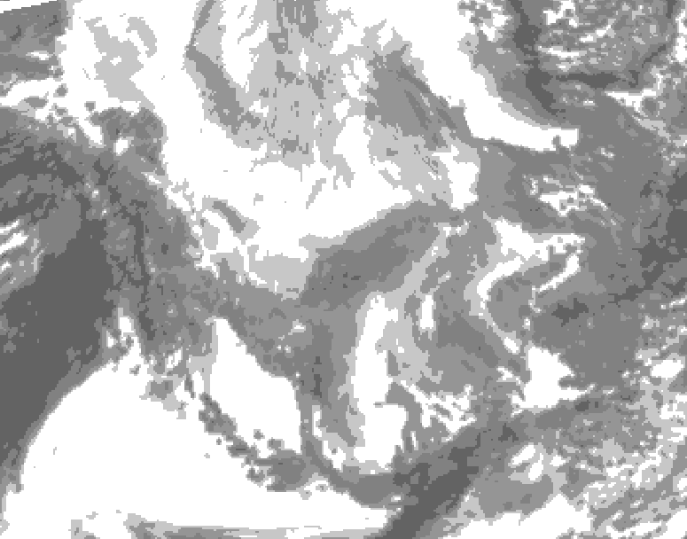 GDPS total cloud 120 hour forecast chart for Canada based on 2026/01/30 0000Z data