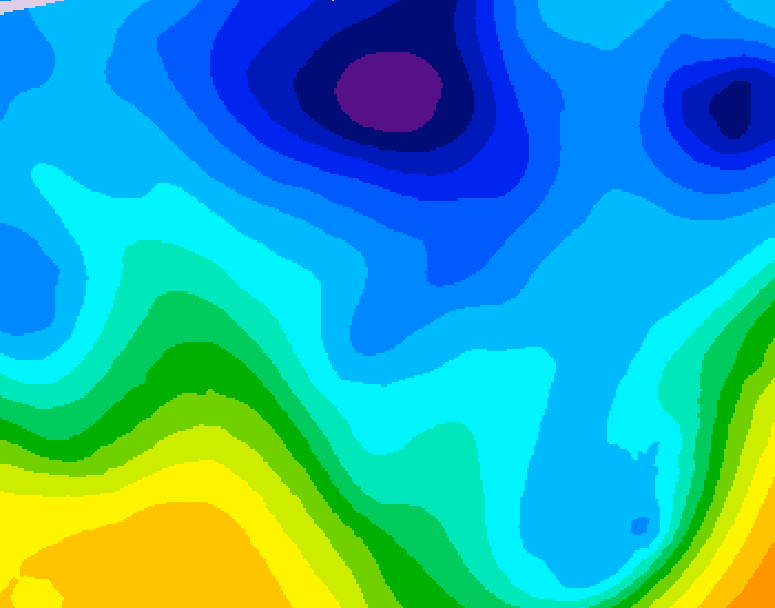 GDPS 500 millibar geopotential height 024 hour forecast chart for Canada based on 2026/01/31 1200Z data