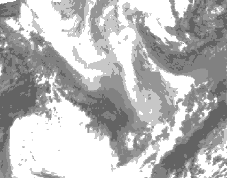 GDPS total cloud 120 hour forecast chart for Canada based on 2026/01/31 1200Z data
