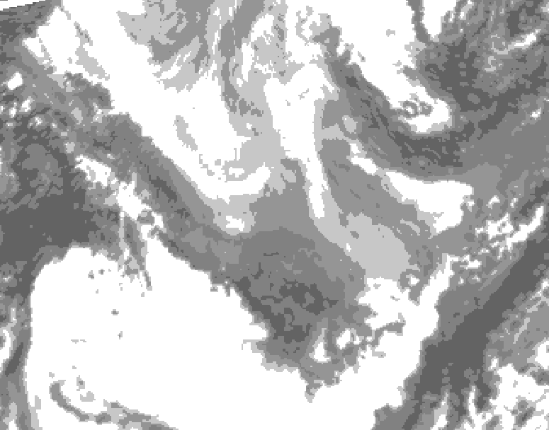 GDPS total cloud 126 hour forecast chart for Canada based on 2026/01/31 1200Z data