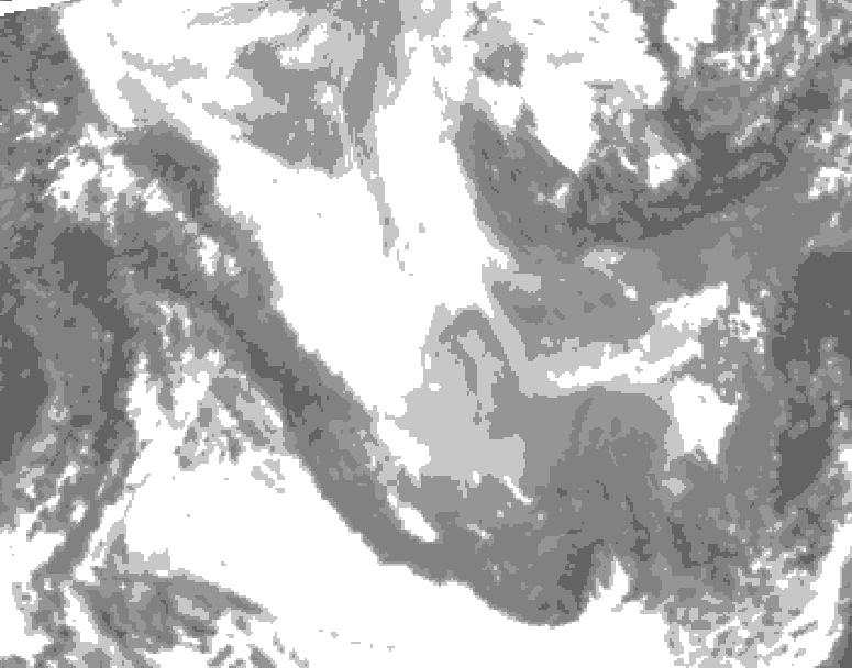 GDPS total cloud 150 hour forecast chart for Canada based on 2026/01/31 1200Z data