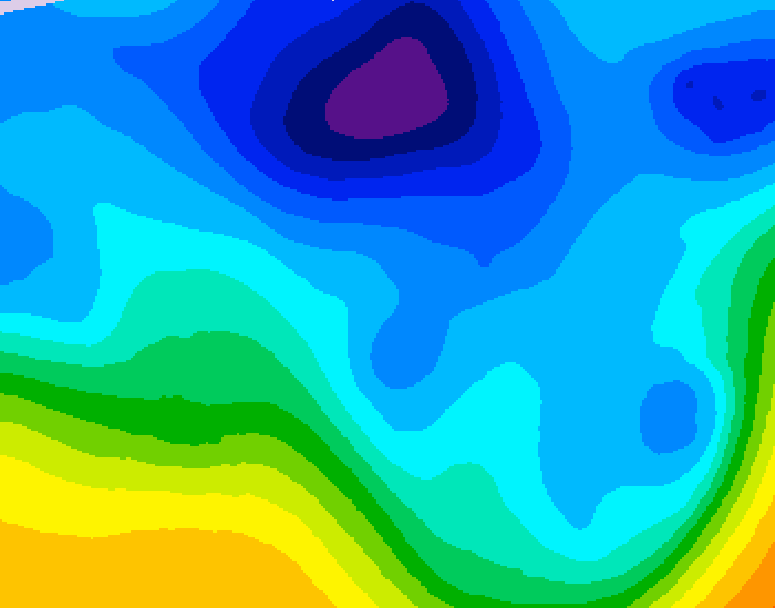 GDPS 500 millibar geopotential height 012 hour forecast chart for Canada based on 2026/02/01 1200Z data