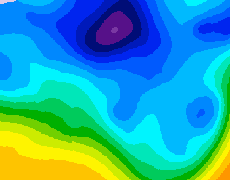 GDPS 500 millibar geopotential height 018 hour forecast chart for Canada based on 2026/02/01 1200Z data