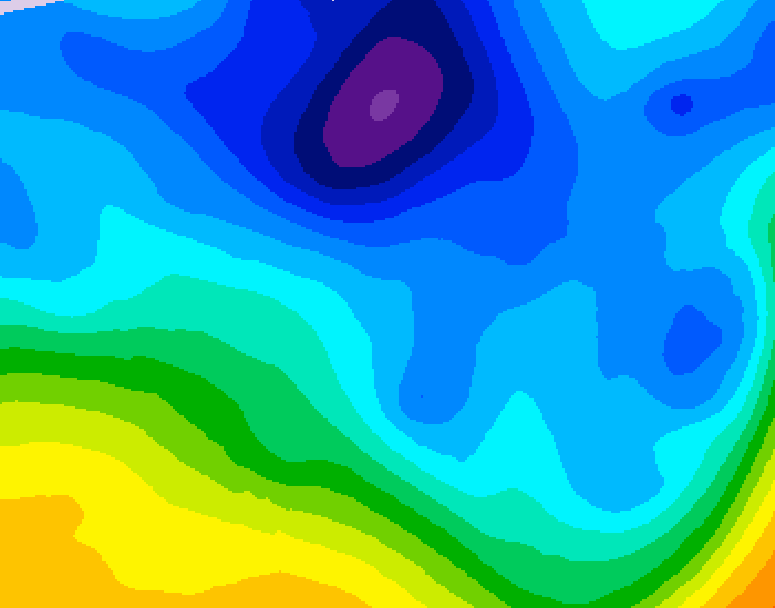 GDPS 500 millibar geopotential height 024 hour forecast chart for Canada based on 2026/02/01 1200Z data