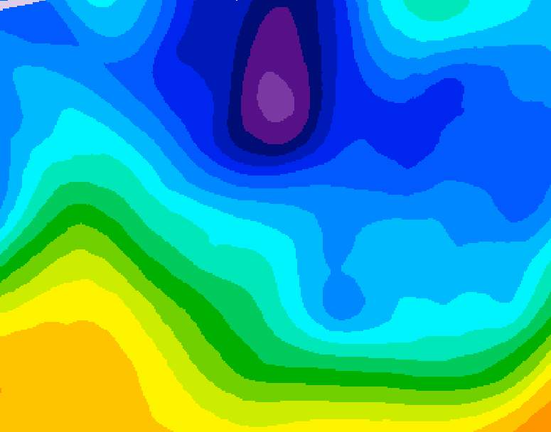 GDPS 500 millibar geopotential height 042 hour forecast chart for Canada based on 2026/02/01 1200Z data