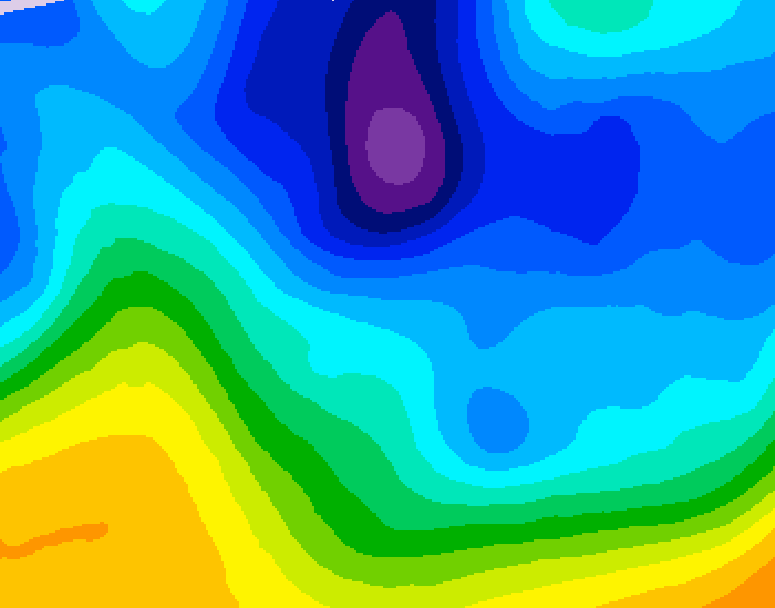 GDPS 500 millibar geopotential height 048 hour forecast chart for Canada based on 2026/02/01 1200Z data