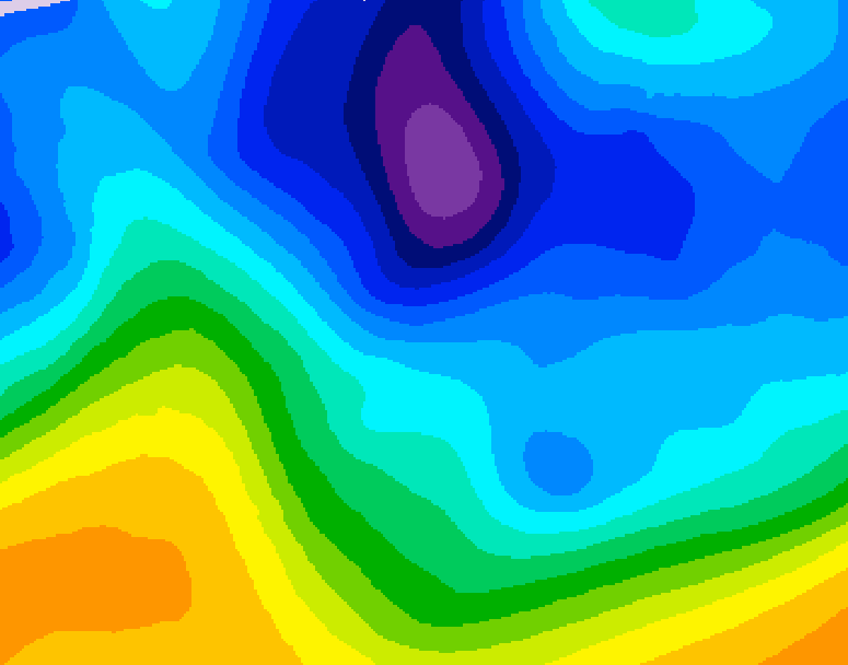GDPS 500 millibar geopotential height 054 hour forecast chart for Canada based on 2026/02/01 1200Z data