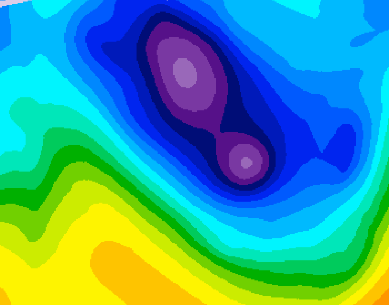 GDPS 500 millibar geopotential height 120 hour forecast chart for Canada based on 2026/02/01 1200Z data