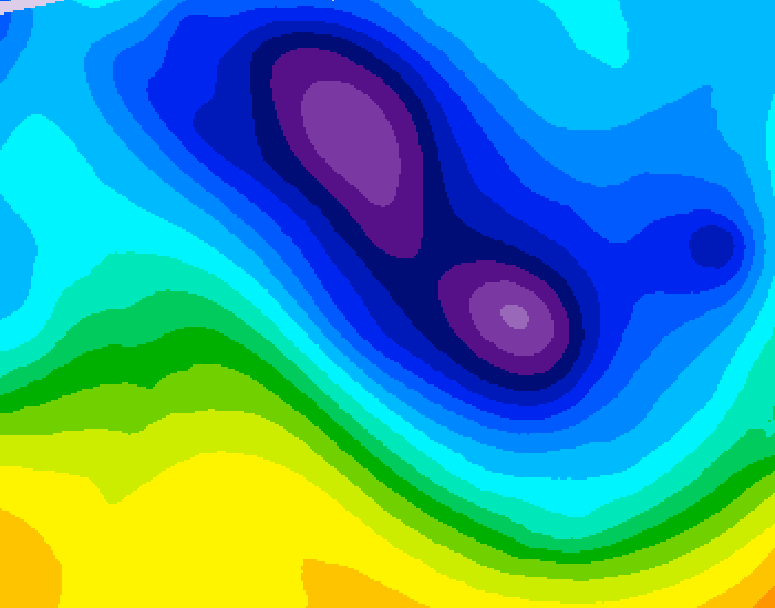 GDPS 500 millibar geopotential height 132 hour forecast chart for Canada based on 2026/02/01 1200Z data