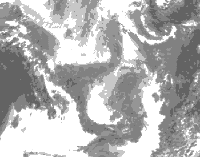 GDPS total cloud 042 hour forecast chart for Canada based on 2026/02/01 1200Z data