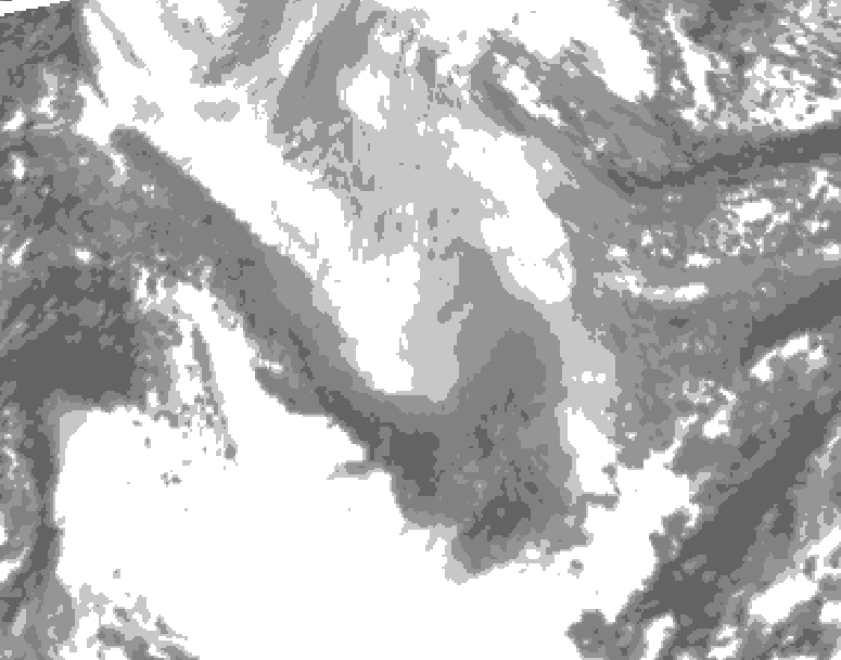 GDPS total cloud 102 hour forecast chart for Canada based on 2026/02/01 1200Z data