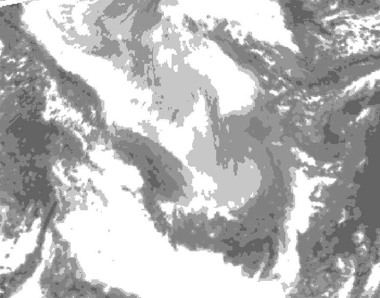 GDPS total cloud 120 hour forecast chart for Canada based on 2026/02/01 1200Z data