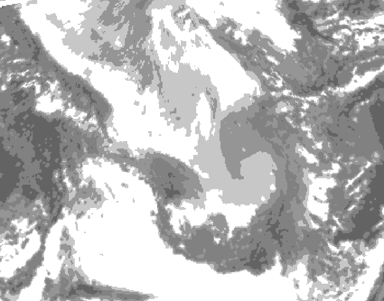 GDPS total cloud 126 hour forecast chart for Canada based on 2026/02/01 1200Z data
