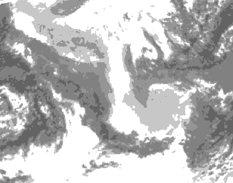 GDPS total cloud 156 hour forecast chart for Canada based on 2026/02/01 1200Z data
