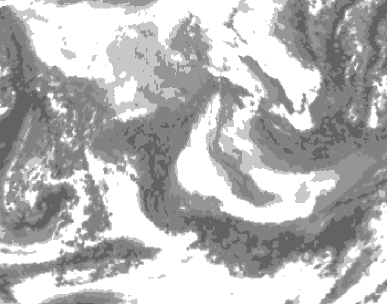 GDPS total cloud 198 hour forecast chart for Canada based on 2026/02/01 1200Z data